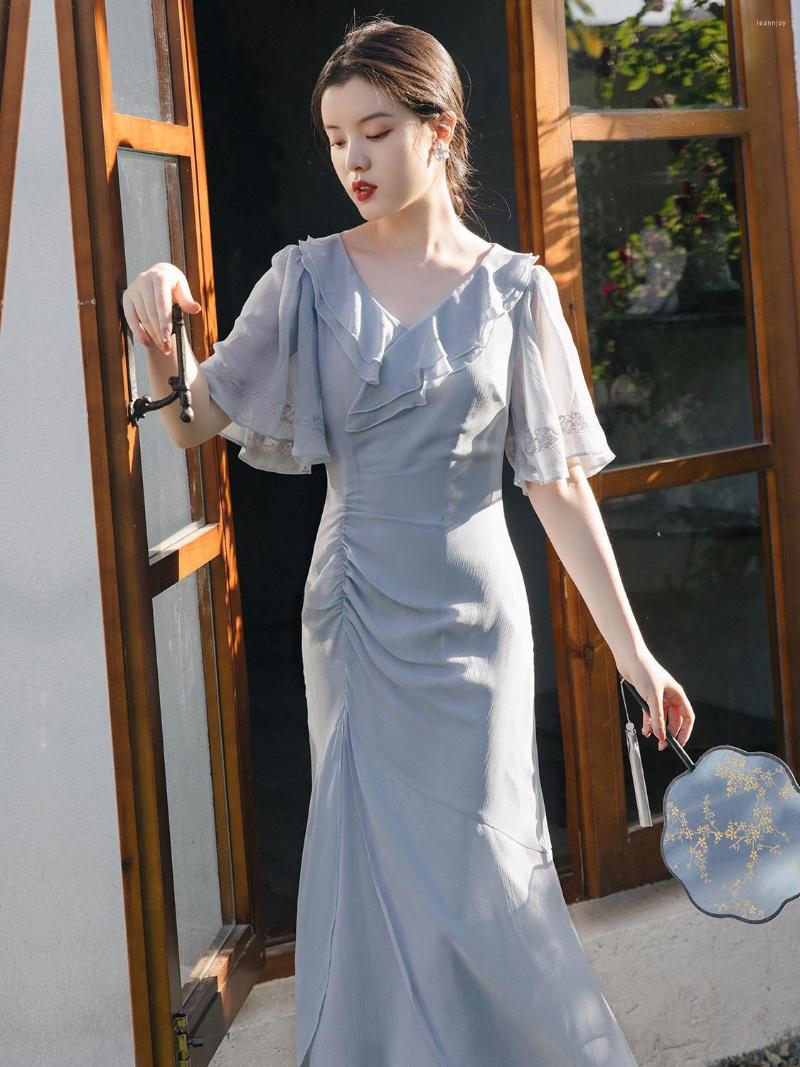Party Dresses Gentle Girl Sweet Summer French Retro Temperament Fairy Chiffon Romantic Elegant Ruffle Embroidery High Waist Slit Dress, Photo color
Party Dresses Gentle Girl Sweet Summer French Retro Temperament Fairy Chiffon Romantic Elegant Ruffle Embroidery High Waist Slit Dress, Photo color