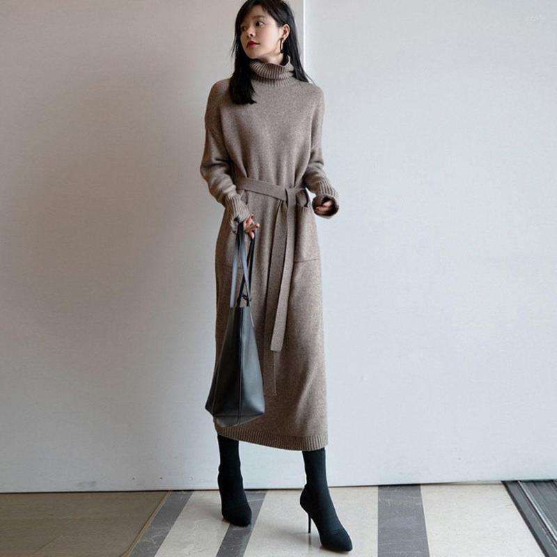 Casual Dresses Japanese Turtleneck Solid Color Sweater Dress Women' Knit Autumn Winter Middle-length Korean Elegant All-match Base, Black
Casual Dresses Japanese Turtleneck Solid Color Sweater Dress Women' Knit Autumn Winter Middle-length Korean Elegant All-match Base, Black