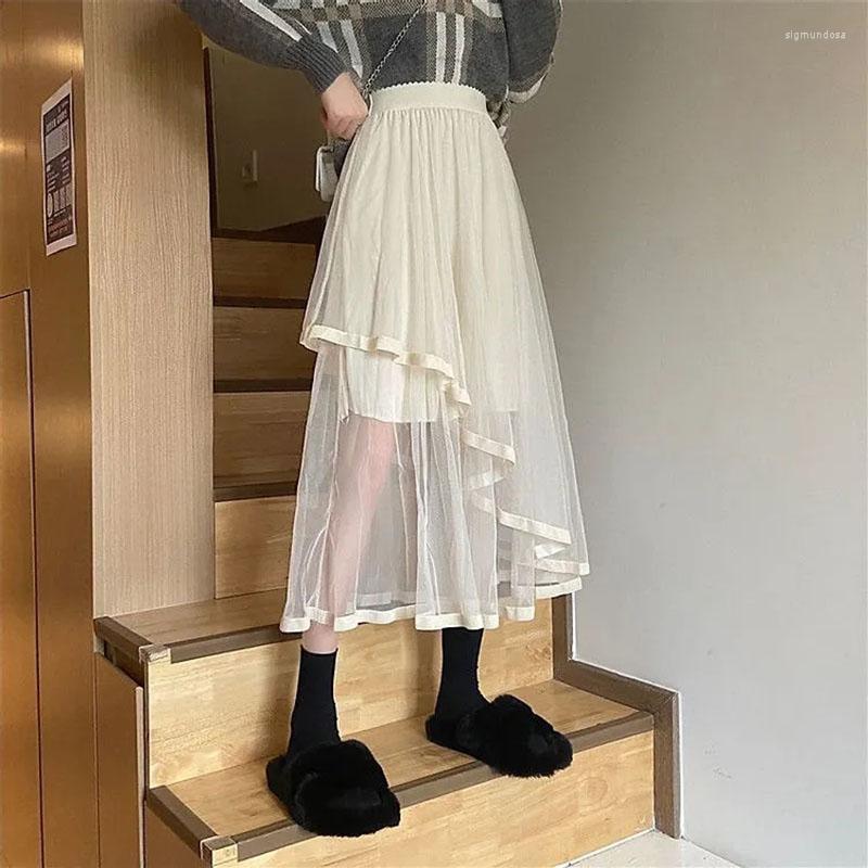 Skirts MEXZT Chic Irregular Mesh Ball Gown Midi For Women Summer High Waist Elastic Casual Korean Preppy Style A-line Skirt, Black
Skirts MEXZT Chic Irregular Mesh Ball Gown Midi For Women Summer High Waist Elastic Casual Korean Preppy Style A-line Skirt, Black