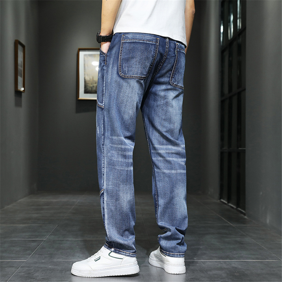 Men's Jeans 42 44 Plus Size Jeans Men Denim Pants Baggy Straight Jeans Pants Fashion Causal Trousers Male Big Size Bottoms 230313
