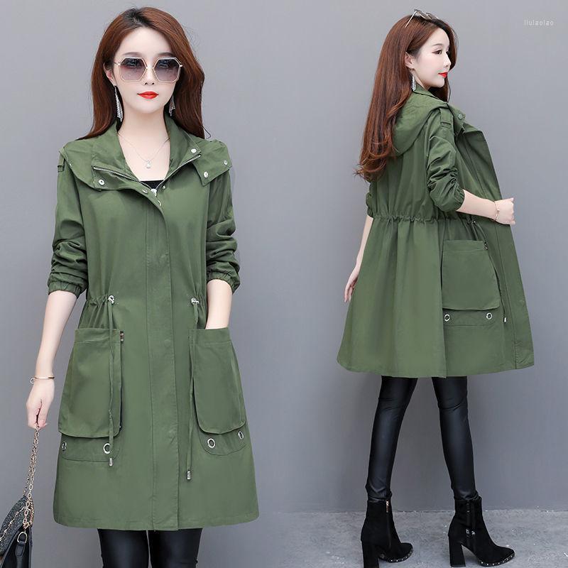 Women's Trench Coats Women Coat Spring Autumn Hooded Mid Long Slim Outerwear Lining Loose Overcoat Female Windbreaker TopsR1666, Brown 
Women's Trench Coats Women Coat Spring Autumn Hooded Mid Long Slim Outerwear Lining Loose Overcoat Female Windbreaker TopsR1666, Brown