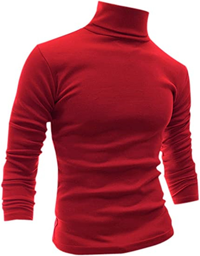 Mens T-Shirts Slim Fit Lightweight Tee Long Sleeve Pullover Top Turtleneck Polos