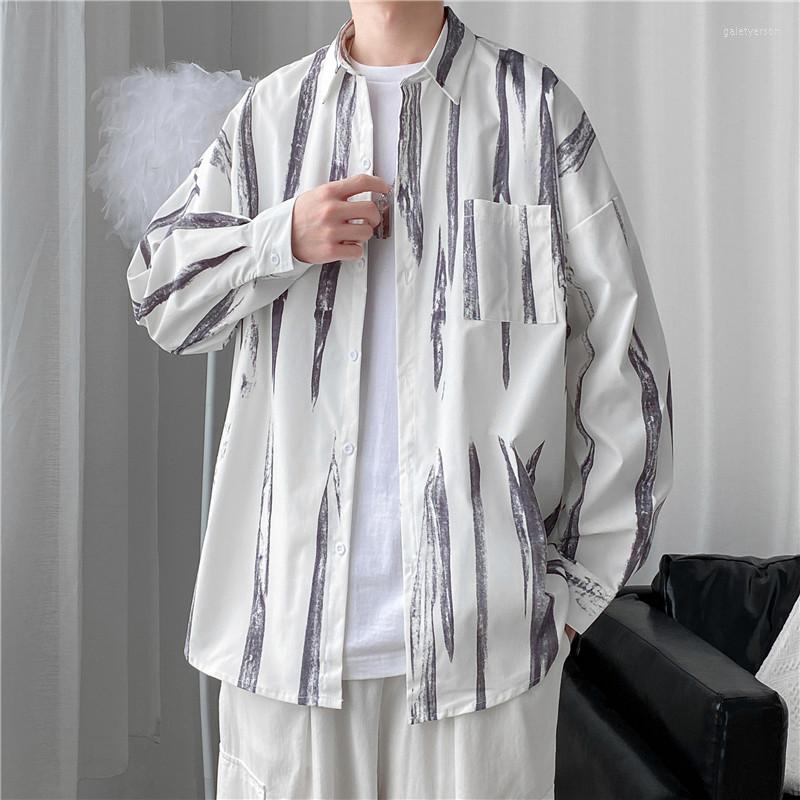 Men's Casual Shirts Oversize Retro Mens Long Sleeve Hip Hop Blouses, Black