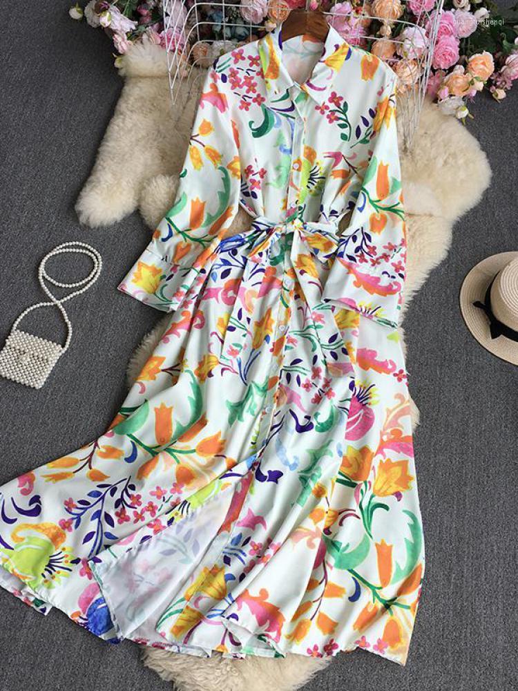 Casual Dresses Bohemian Autumn Vintage Floral Shirt Dress Women Long Sleeve Ankle-length Lapel Slim Lace Up Bow Beach Maxi, Beige
Casual Dresses Bohemian Autumn Vintage Floral Shirt Dress Women Long Sleeve Ankle-length Lapel Slim Lace Up Bow Beach Maxi, Beige