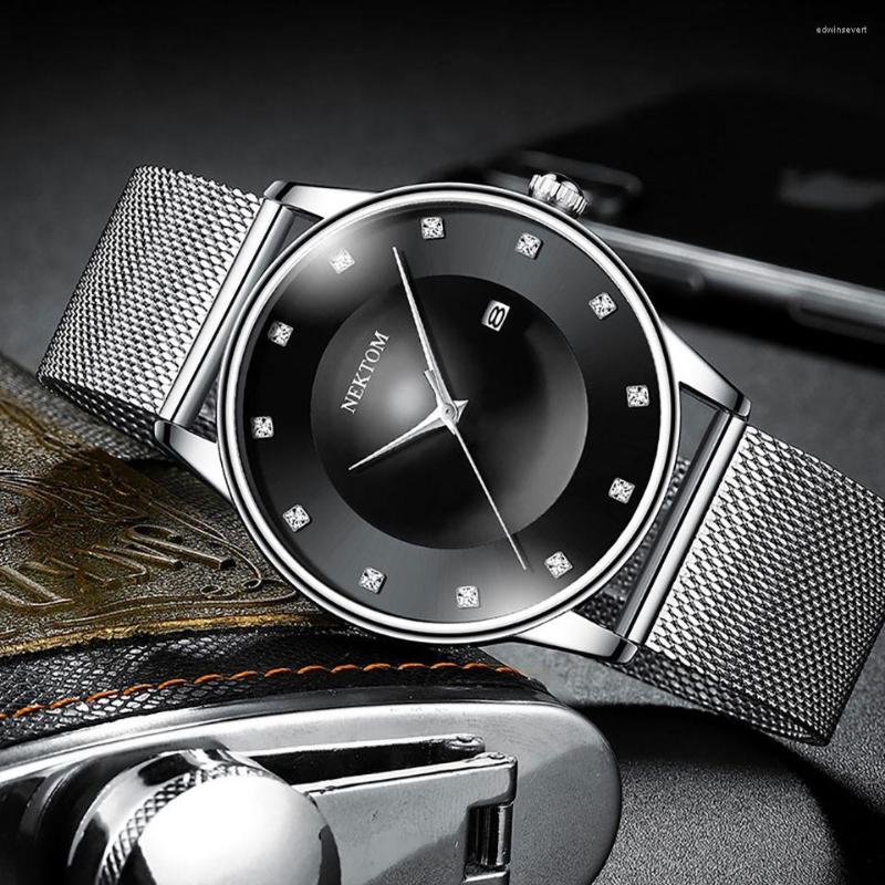 Wristwatches NEKTOM Brand Men's Watches Waterproof Quartz Mesh Band Business Wristwatch Fashion Classic Men Clock Watch Relogio, Black
Wristwatches NEKTOM Brand Men's Watches Waterproof Quartz Mesh Band Business Wristwatch Fashion Classic Men Clock Watch Relogio, Black