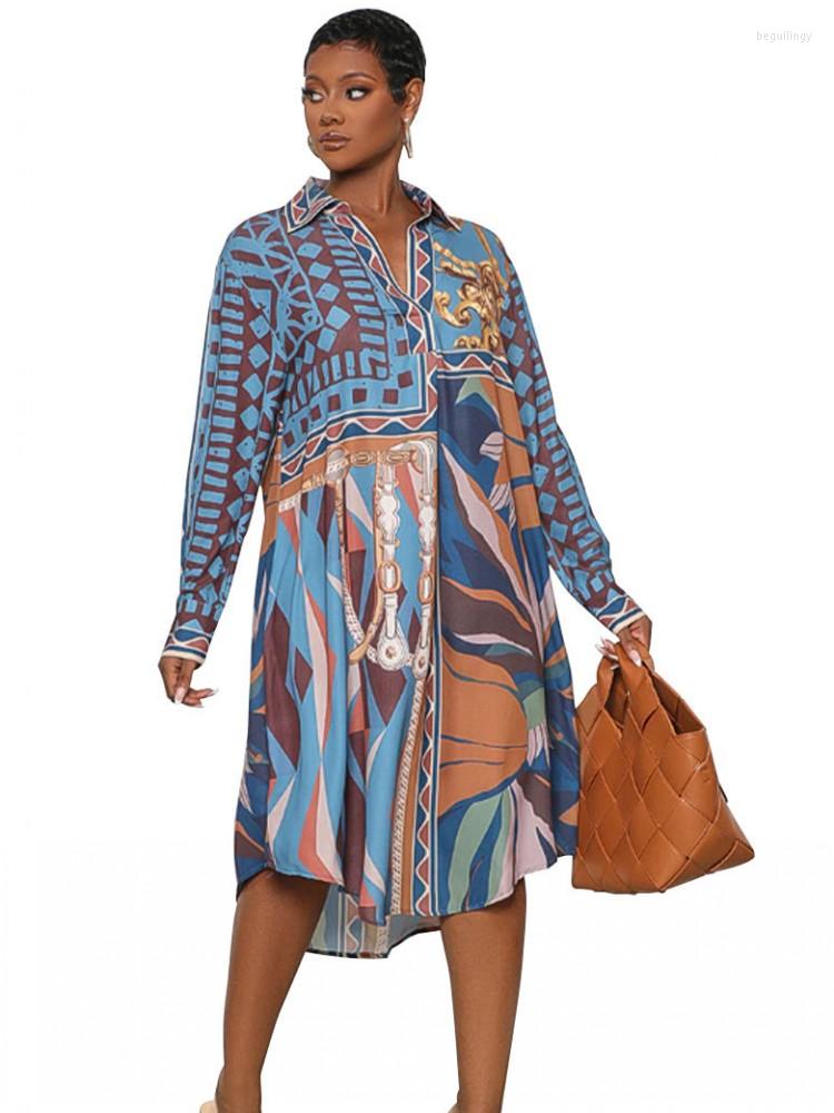 Ethnic Clothing African Print Shirt Dresses For Women Summer Autumn Design Loose Long Sleeve Drerss Robe Africaine Casual Clothes
Ethnic Clothing African Print Shirt Dresses For Women Summer Autumn Design Loose Long Sleeve Drerss Robe Africaine Casual Clothes