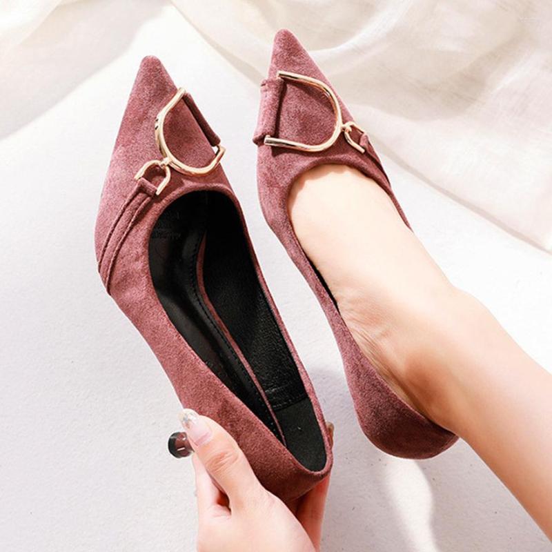 Dress Shoes Elegant Metal Buckle Med Heels Women Pumps Spring Shallow Ladies Office Pointy Toe Thin Flock Purple
Dress Shoes Elegant Metal Buckle Med Heels Women Pumps Spring Shallow Ladies Office Pointy Toe Thin Flock Purple