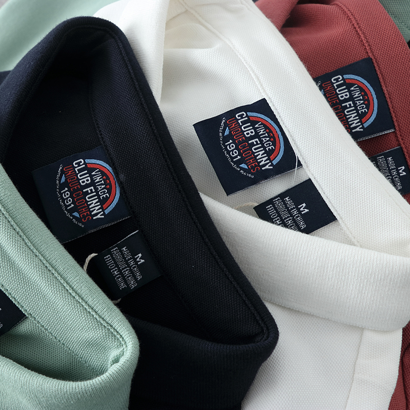 Men's T-Shirts Summer American Retro Solid POLO Shirt Men's Fashion Short-sleeved Lapel Embroidery T-shirt Pure Cotton Simple Business Tops 