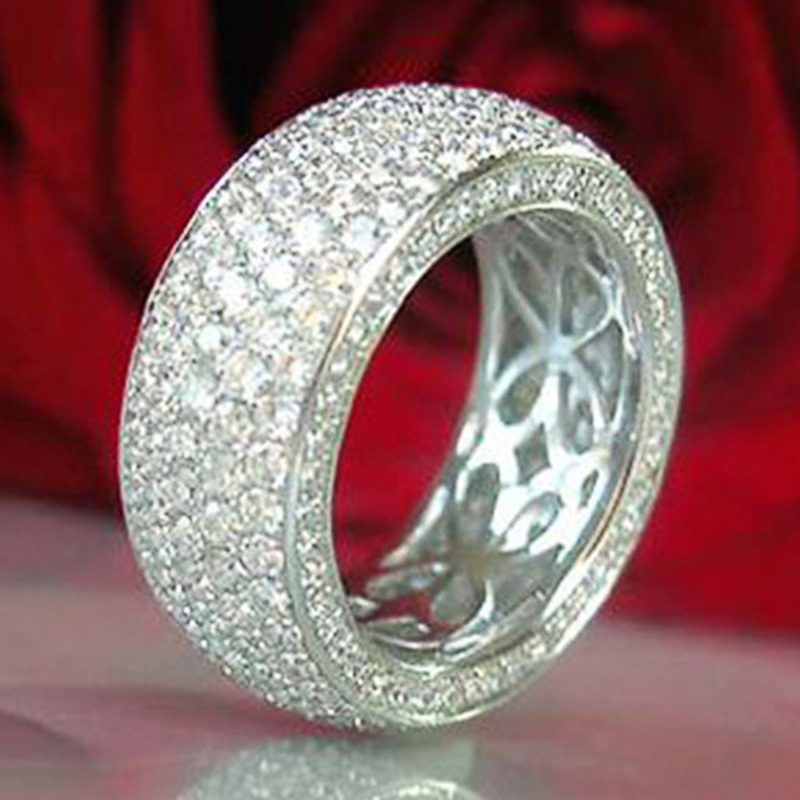 Hollow Finger Ring Full AAAAA Zircon 925 Sterling silver Engagement Wedding Band Rings for Women Men Birthday Party Jewelry Gift