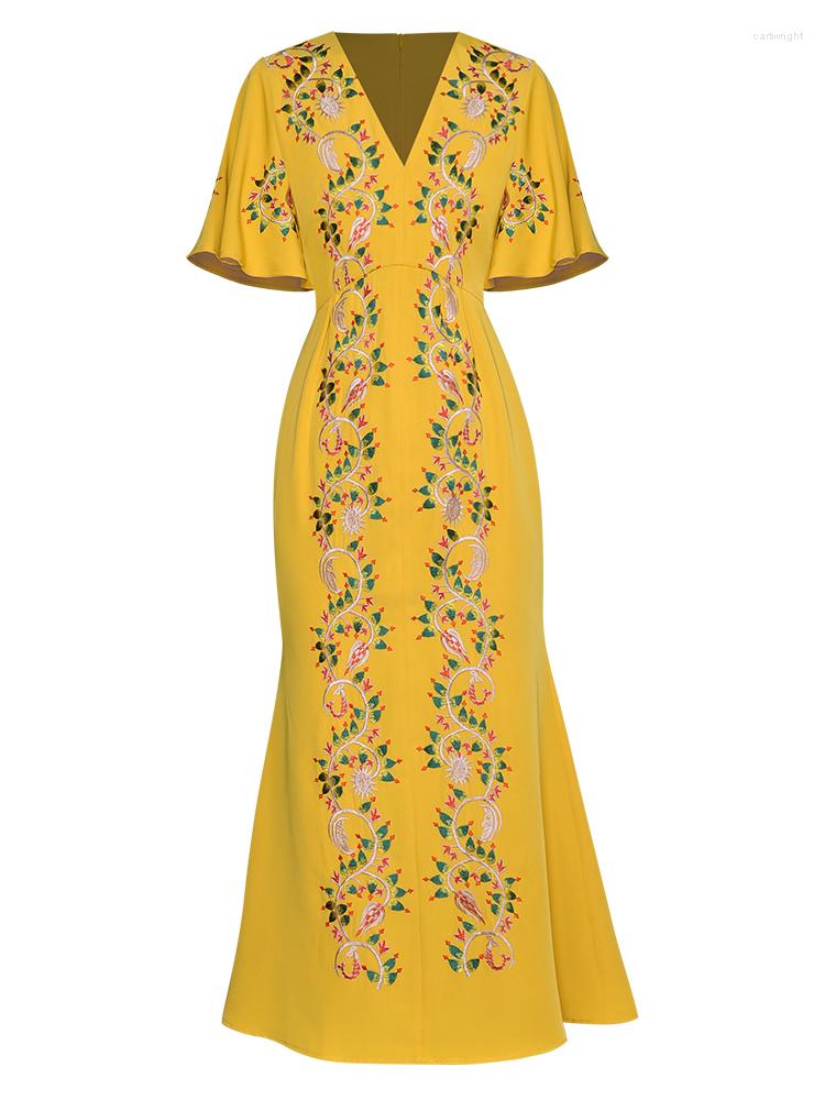 Party Dresses Sweetsince Yellow Fishtail Dress Women Sexy V-neck Embroidery High Waist Wrap Hip Mid Length Spring Summer Korean 2023
Party Dresses Sweetsince Yellow Fishtail Dress Women Sexy V-neck Embroidery High Waist Wrap Hip Mid Length Spring Summer Korean 2023