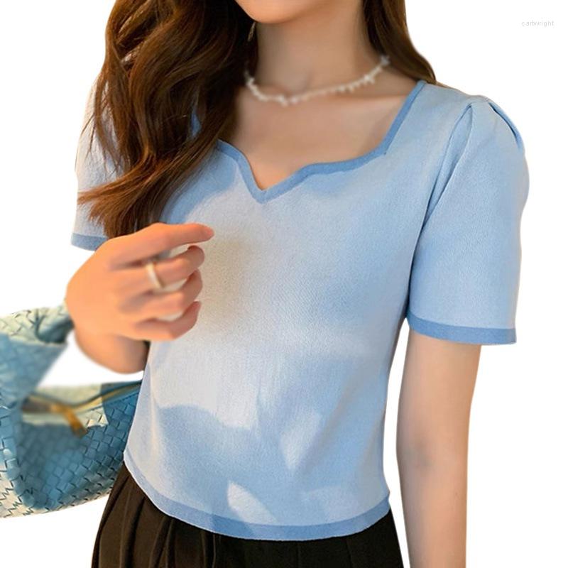 Women's T Shirts Women's Square Collar Tee Solid Color Exposed Navel Knitted Shirt Short-sleeved Summer Casual Slim Sweet T-shirt
Women's T Shirts Women's Square Collar Tee Solid Color Exposed Navel Knitted Shirt Short-sleeved Summer Casual Slim Sweet T-shirt