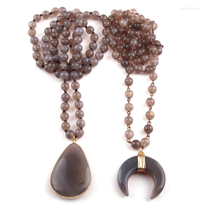 Pendant Necklaces MOODPC Fashion 8mm Semi Precious Grey Stone Rosary Chain Horn Women Ethnic Necklace
Pendant Necklaces MOODPC Fashion 8mm Semi Precious Grey Stone Rosary Chain Horn Women Ethnic Necklace