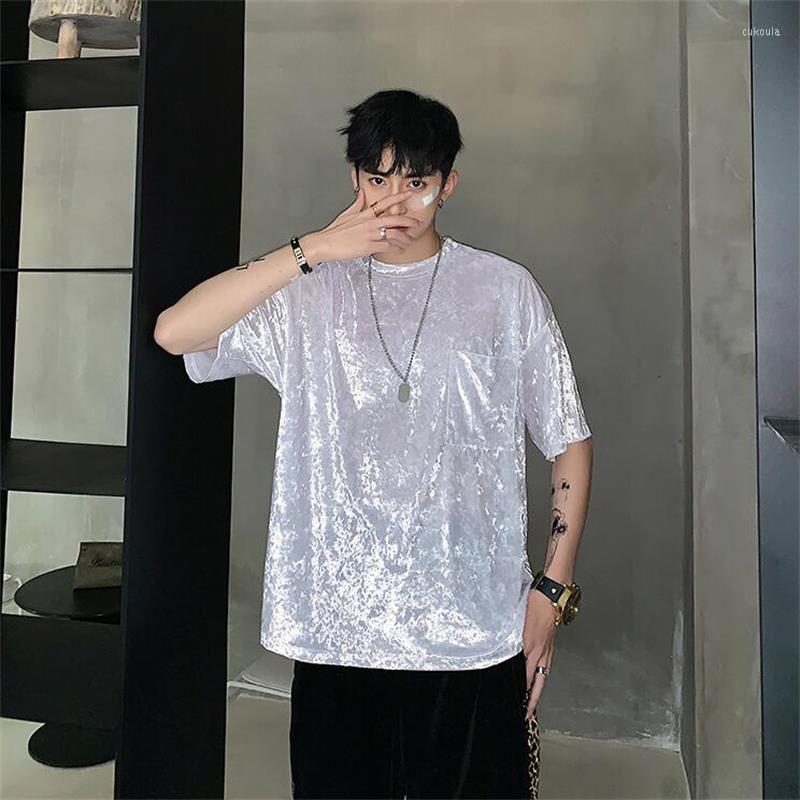 Men's T Shirts Bright Velvet Round Neck Half Sleeve Fashion Summer Men Shirt Korean Hip Hop Loose Fitting Casual Homme Tee, Blue
Men's T Shirts Bright Velvet Round Neck Half Sleeve Fashion Summer Men Shirt Korean Hip Hop Loose Fitting Casual Homme Tee, Blue