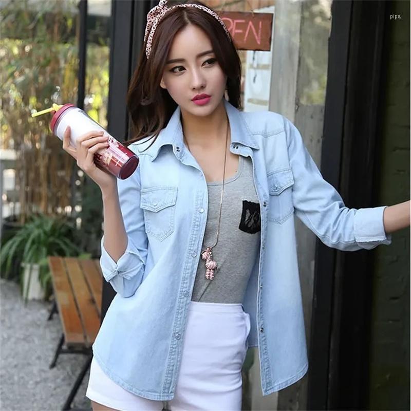 Women's Blouses Spring Summer Denim Shirt Women Long Sleeved Slim Jeans Thin Buttons Casual Sun Protection Clothing Tops, Light blue
Women's Blouses Spring Summer Denim Shirt Women Long Sleeved Slim Jeans Thin Buttons Casual Sun Protection Clothing Tops, Light blue