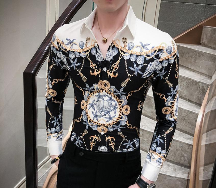 Men's Casual Shirts Camiseta Masculina Men Slim Fit Printing Streetwears Large Size Business Male Turn Down Collar Spring Autumn Tops J3380, Upper shoulder white
Men's Casual Shirts Camiseta Masculina Men Slim Fit Printing Streetwears Large Size Business Male Turn Down Collar Spring Autumn Tops J3380, Upper shoulder white