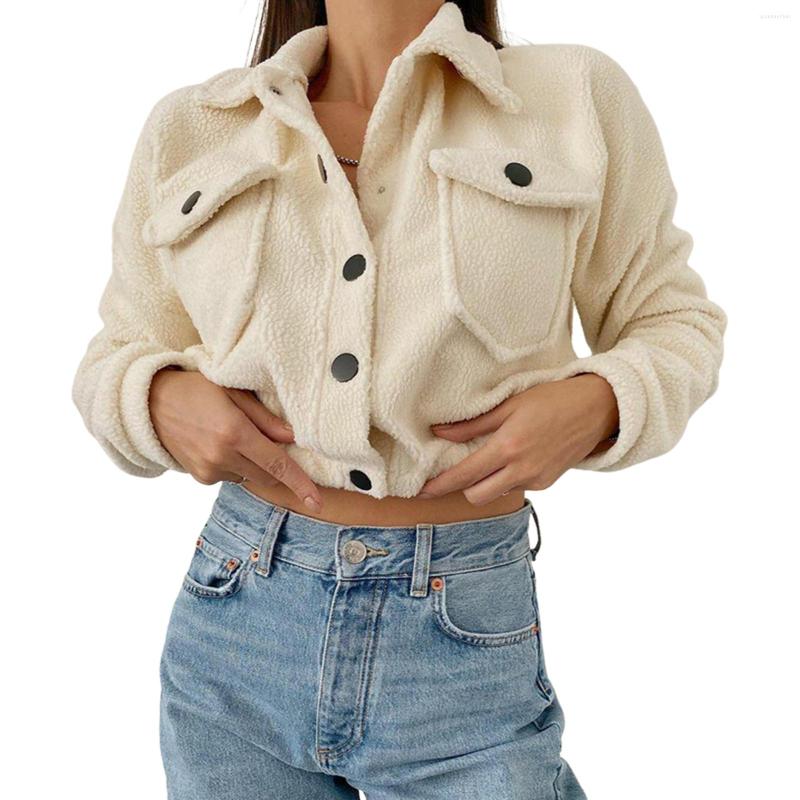 Women' Jackets Women' Long Sleeve Short Plain Color Pockets Turn-Down Collar Button-Down Crop Tops Ladies Outerwear Coats, Black
Women' Jackets Women' Long Sleeve Short Plain Color Pockets Turn-Down Collar Button-Down Crop Tops Ladies Outerwear Coats, Black