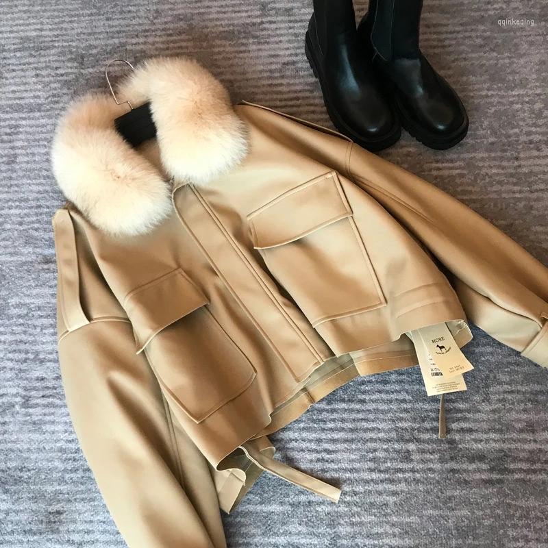 Women' Leather Chic Autumn Winter Detachable Faux Collar PU Bomber Jacket Plus Velvet Thick Trench Coat Zipper, Khaki
Women' Leather Chic Autumn Winter Detachable Faux Collar PU Bomber Jacket Plus Velvet Thick Trench Coat Zipper, Khaki