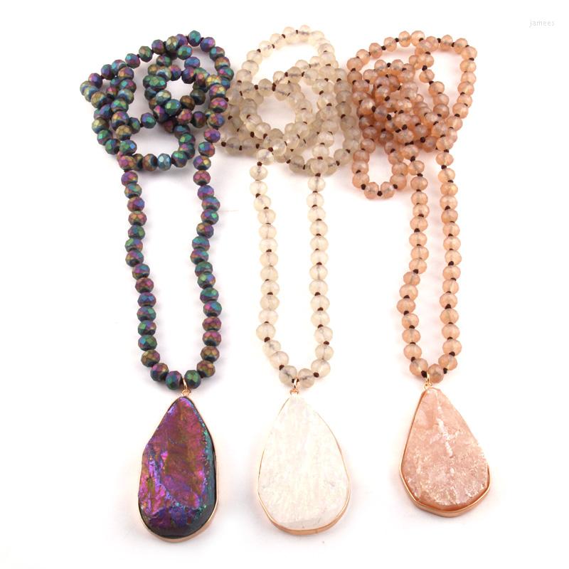 Pendant Necklaces Fashion MaCrystal Glass Beads Knotted Natural Stone For Women Ethnic Necklace
Pendant Necklaces Fashion MaCrystal Glass Beads Knotted Natural Stone For Women Ethnic Necklace