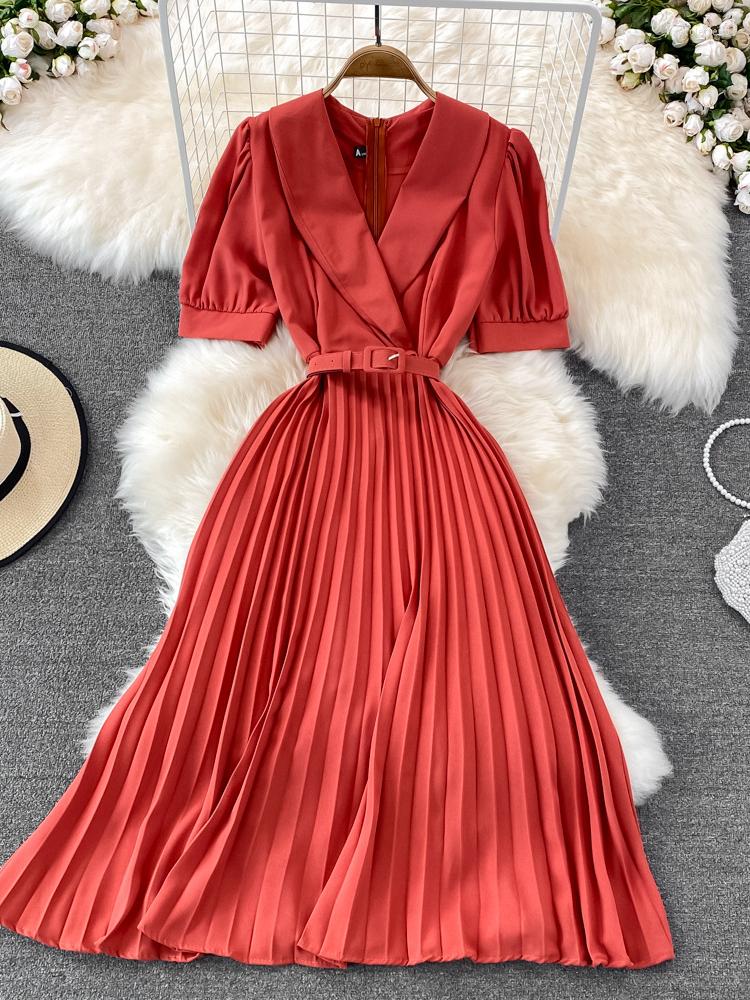 Party Dresses Women Vintage Dress Summer Puff Short Sleeve Lapel Blazer Collar Ladies Elgant A Line Pleated Long Robe, Yellow
Party Dresses Women Vintage Dress Summer Puff Short Sleeve Lapel Blazer Collar Ladies Elgant A Line Pleated Long Robe, Yellow