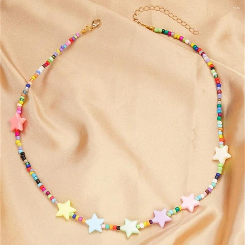 Pendant Necklaces Boho Choker Ethnic Pastoral Style Colored Beads Five-pointed Star Necklace For Women Vintage Fashion Collar Beach Jewelry
Pendant Necklaces Boho Choker Ethnic Pastoral Style Colored Beads Five-pointed Star Necklace For Women Vintage Fashion Collar Beach Jewelry