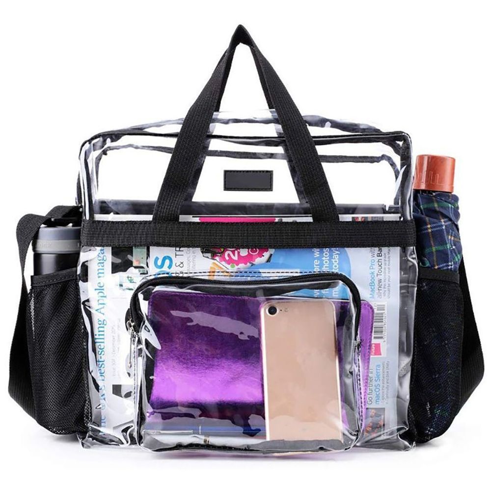 School Bags PVC Clear Purse Large Capacity Stadium Approved Crossbody for Concerts Sports Festivals 230313