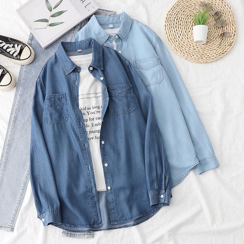 Women's Blouses Retail And Wholesale Spring Summer Tops Fashion Denim Blue Shirt Women Loose Coat Size S-XL Long Sleeve Shrit With Pocket, Light blue
Women's Blouses Retail And Wholesale Spring Summer Tops Fashion Denim Blue Shirt Women Loose Coat Size S-XL Long Sleeve Shrit With Pocket, Light blue