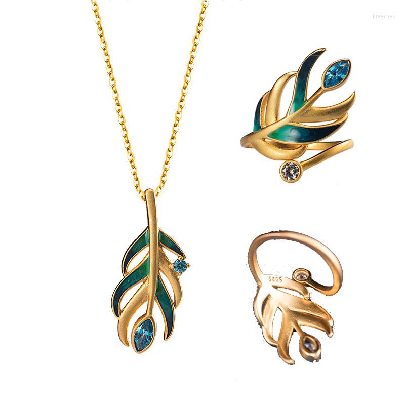 Chains 925 Sterling Silver Wing Feather Gold Plated Pendant Necklace Zircons Copal Necklaces Ring Fine Jewelry For Women Trendy Party
Chains 925 Sterling Silver Wing Feather Gold Plated Pendant Necklace Zircons Copal Necklaces Ring Fine Jewelry For Women Trendy Party