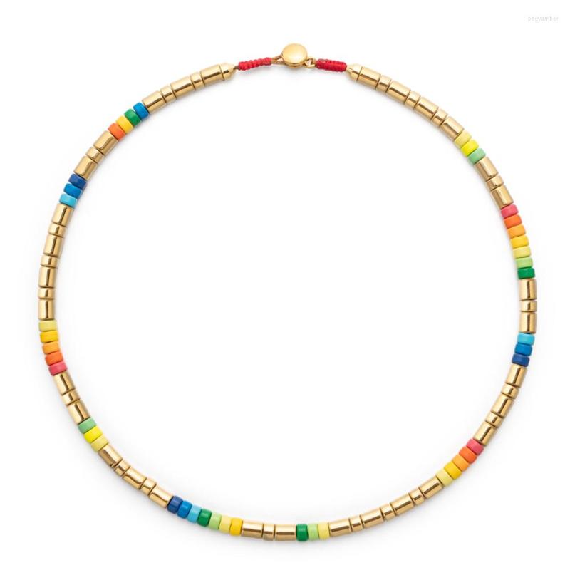 Choker Custom High Quality Fashion Luxury Gold Plated Bead Necklace Exquisite Rainbow Enamel Tile
Choker Custom High Quality Fashion Luxury Gold Plated Bead Necklace Exquisite Rainbow Enamel Tile