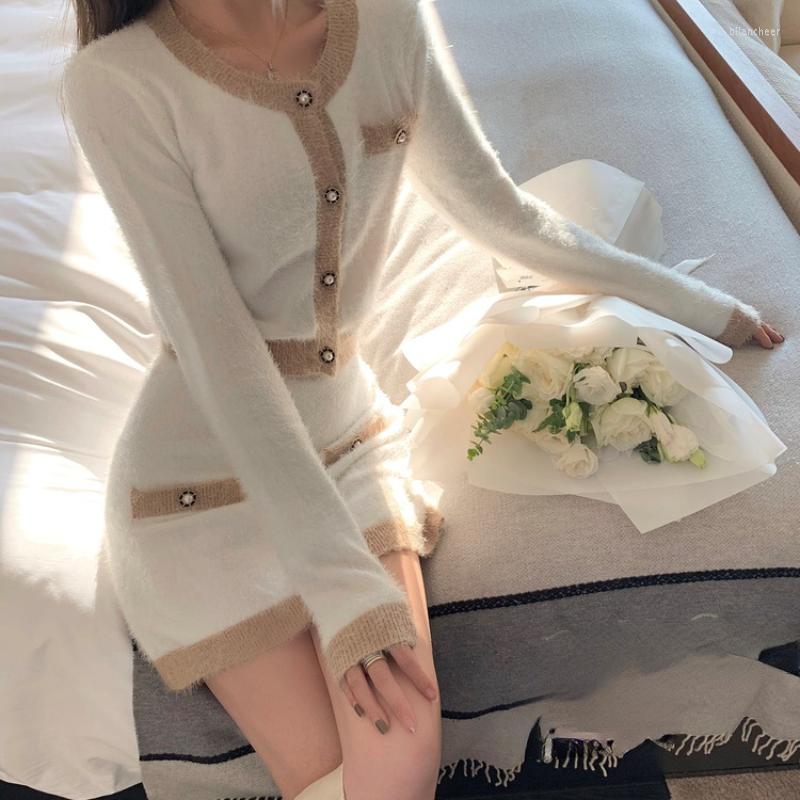 Casual Dresses 2 Piece Dress Set Women Bodycon Sweater Korea Fashion Suits Office Lady Knitted Evening Party 2023 Winter, White
Casual Dresses 2 Piece Dress Set Women Bodycon Sweater Korea Fashion Suits Office Lady Knitted Evening Party 2023 Winter, White