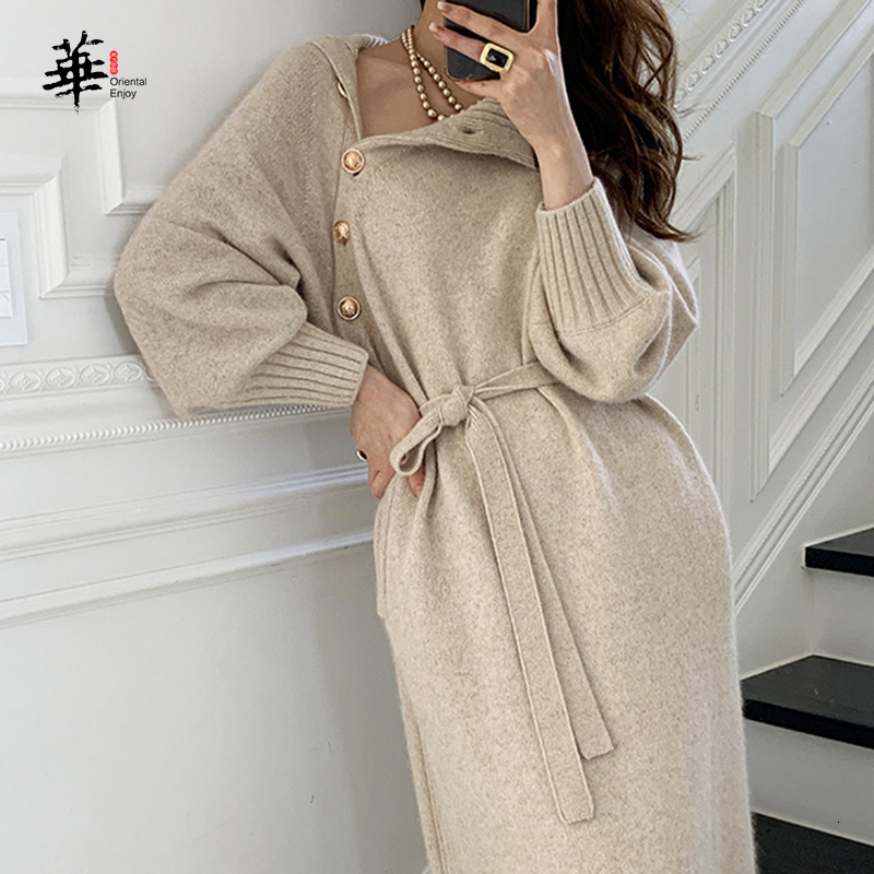 Casual Dresses Solid Knitted Sweater Dress Turtleneck Full Sleeve Elegant Midi Dress with Buttons Winter Dresses for Women 230313, Khaki
Casual Dresses Solid Knitted Sweater Dress Turtleneck Full Sleeve Elegant Midi Dress with Buttons Winter Dresses for Women 230313, Khaki