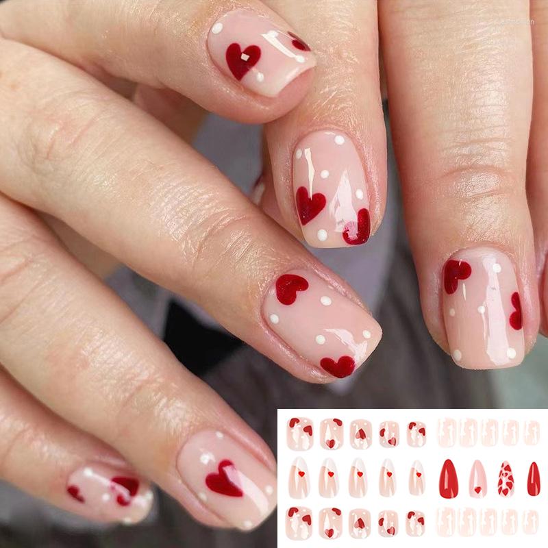 False Nails 24pcs With Jelly Glue Red Heart Fake Nail Press On Full Cover Decorations For Women French Line, Jp2251
False Nails 24pcs With Jelly Glue Red Heart Fake Nail Press On Full Cover Decorations For Women French Line, Jp2251