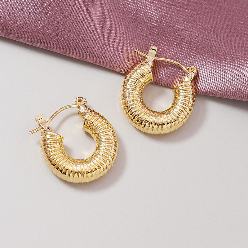 Hoop Earrings Simple Exquisite Metal Gold Thread Texture Geometric Ear Buckle Earring For Women Fashion Jewelry Gifts & Huggie
Hoop Earrings Simple Exquisite Metal Gold Thread Texture Geometric Ear Buckle Earring For Women Fashion Jewelry Gifts & Huggie