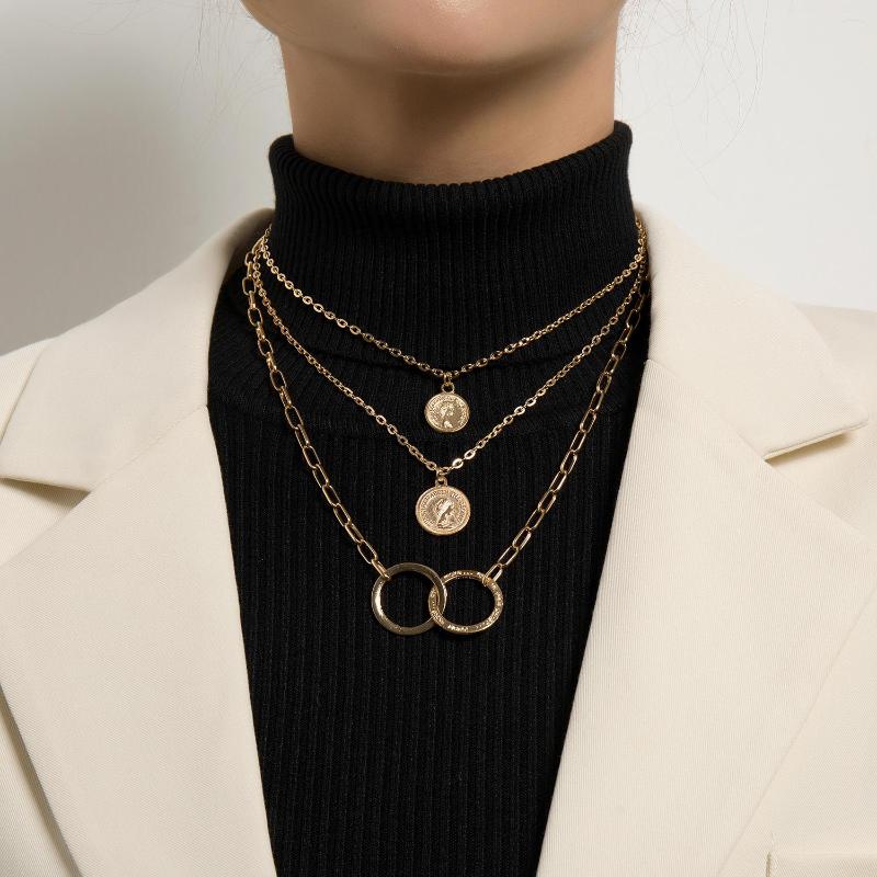 Chains Punk Gothic Multi Layered Portrait Coin Pendant Necklace Women Double Circle Carved Letter Collier Jewelry 2023
Chains Punk Gothic Multi Layered Portrait Coin Pendant Necklace Women Double Circle Carved Letter Collier Jewelry 2023