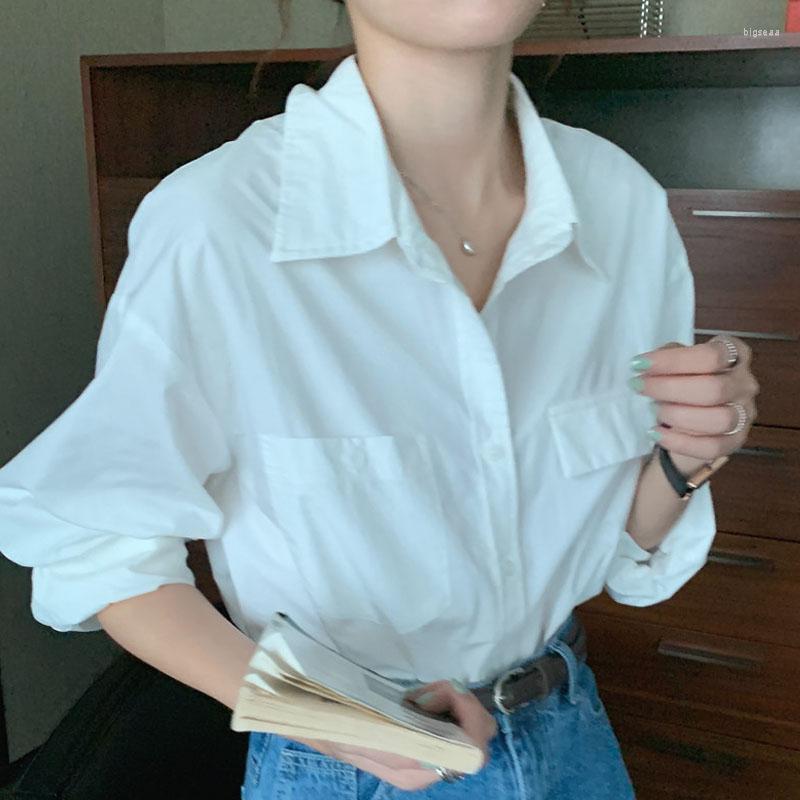 Women's Blouses Casual Blouse Female Elegant Button Up Shirt Autumn Korean Loose Long Sleeve Women Solid Tops Camisas De Mujer 23670, White
Women's Blouses Casual Blouse Female Elegant Button Up Shirt Autumn Korean Loose Long Sleeve Women Solid Tops Camisas De Mujer 23670, White