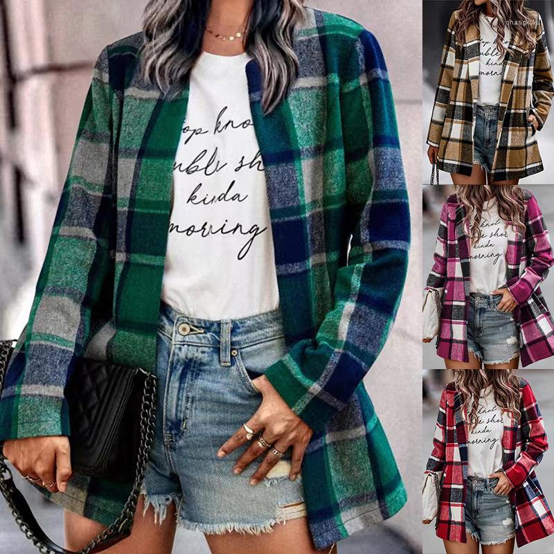 Women' Jackets Women' Fashion Temperament Loose Long Sleeve Lapel Plaid Shirt Coat Autumn Elegant Harajuku Blended Jacket, As photo
Women' Jackets Women' Fashion Temperament Loose Long Sleeve Lapel Plaid Shirt Coat Autumn Elegant Harajuku Blended Jacket, As photo