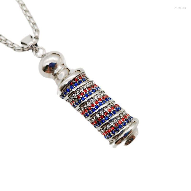 Pendant Necklaces Full Colored Cubic Zirconia Stones Stainless Steel Cylinder Charm Necklace Mens Stylish Hip Hop Barber
Pendant Necklaces Full Colored Cubic Zirconia Stones Stainless Steel Cylinder Charm Necklace Mens Stylish Hip Hop Barber