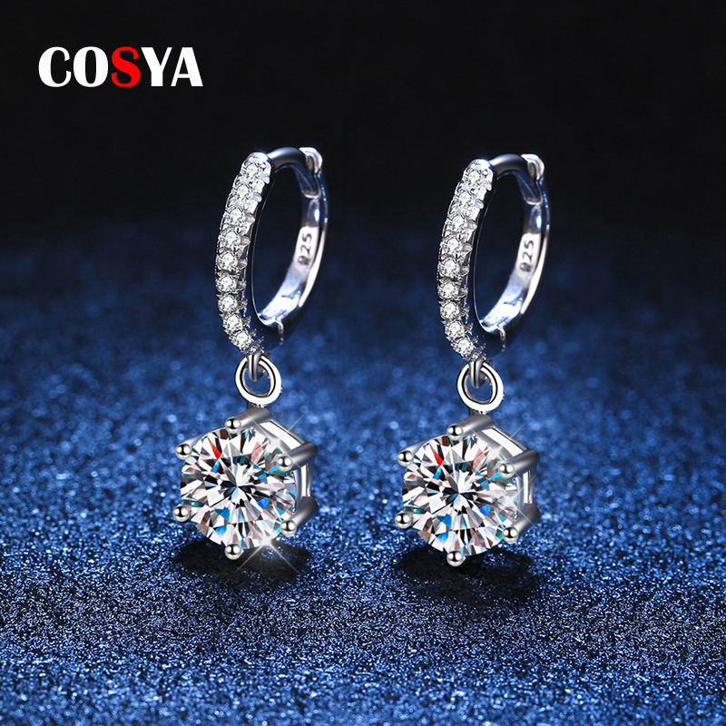 Stud COSYA 925 Sterling Silver D Diamond Hoop Drop Earrings with GRA VVS1 for Women Sparkling Wedding Party Fine Jewelry 230313
Stud COSYA 925 Sterling Silver D Diamond Hoop Drop Earrings with GRA VVS1 for Women Sparkling Wedding Party Fine Jewelry 230313