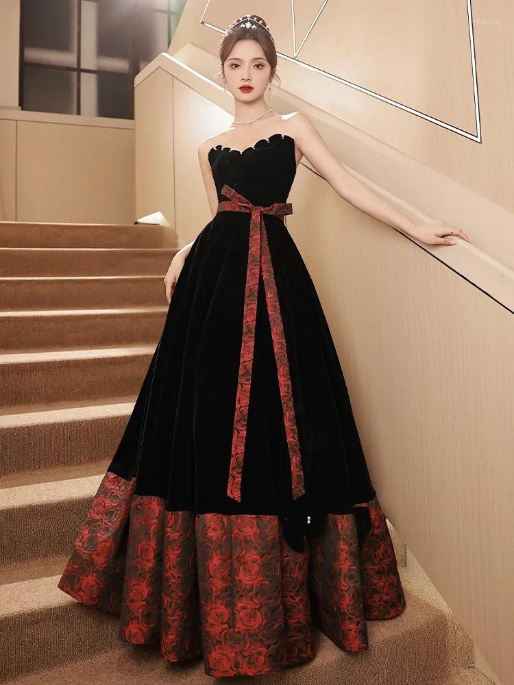 Casual Dresses Dress Temperament Strapless Lace-up A-line Long Skirt Printed Nail Beaded Evening Women' Clothing M087, Black
Casual Dresses Dress Temperament Strapless Lace-up A-line Long Skirt Printed Nail Beaded Evening Women' Clothing M087, Black