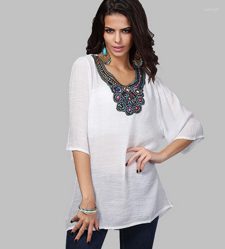 Women's T Shirts Explosive More Color Bead Embroidery Slub Cotton Long Tees Beads V- Neck Pullover Leisure Tops, White
Women's T Shirts Explosive More Color Bead Embroidery Slub Cotton Long Tees Beads V- Neck Pullover Leisure Tops, White