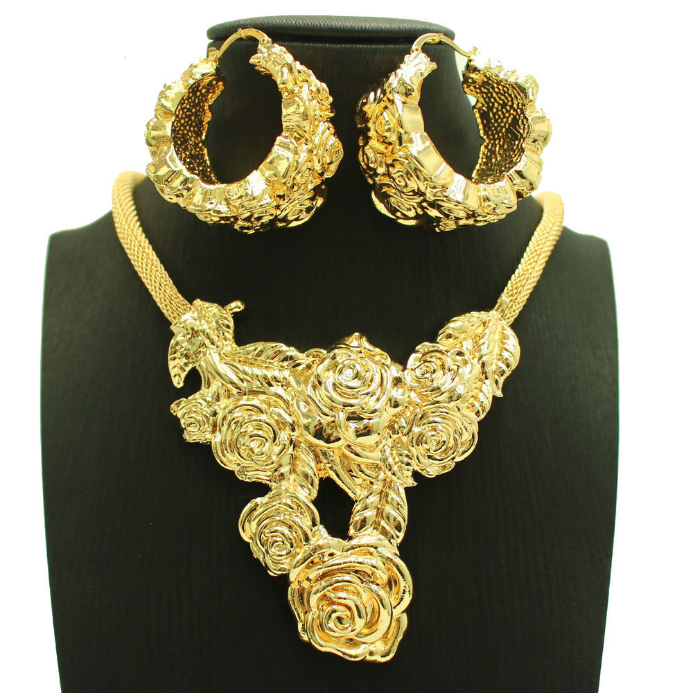 Wedding Jewelry Sets Rose Dubai Gold Plated For Women Brazilian Fashion Necklace Earrings Set Bride Party Gift 230313
Wedding Jewelry Sets Rose Dubai Gold Plated For Women Brazilian Fashion Necklace Earrings Set Bride Party Gift 230313