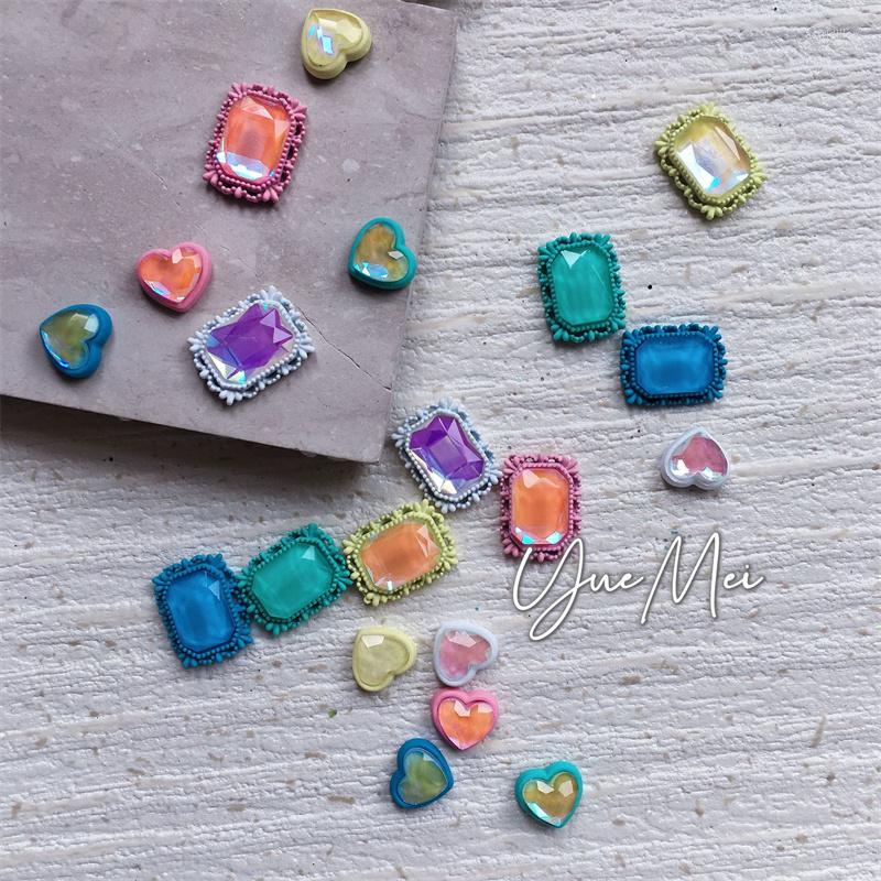 Nail Art Decorations 10Pcs Colorful Alloy Heart Nails Decoration Rhinestones Rectangle Flat Back Crystal Shiny Supplies For Professionals
Nail Art Decorations 10Pcs Colorful Alloy Heart Nails Decoration Rhinestones Rectangle Flat Back Crystal Shiny Supplies For Professionals