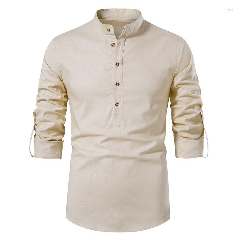 Men's Casual Shirts Summer Vintage Men Shirt Long Sleeve Stand Collar Solid Business Streetwear Henley Clothing, Khaki
Men's Casual Shirts Summer Vintage Men Shirt Long Sleeve Stand Collar Solid Business Streetwear Henley Clothing, Khaki