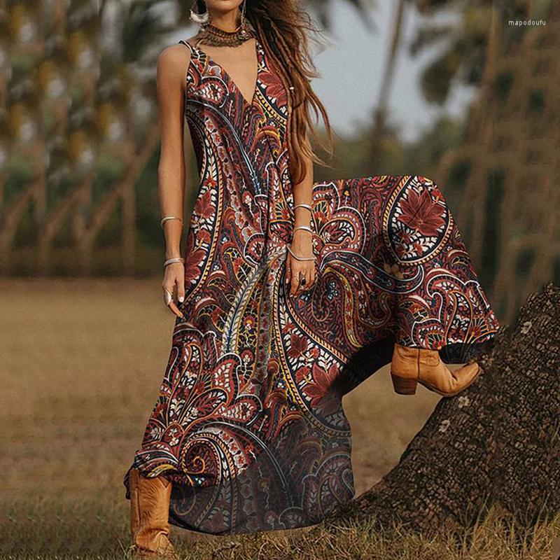 Casual Dresses Summer Fashion Lady Bohemia Long Dress Sexy Printed V Neck Sleeveless Loose Waist Sling Vintage Elegant Party Vestidos, Orange
Casual Dresses Summer Fashion Lady Bohemia Long Dress Sexy Printed V Neck Sleeveless Loose Waist Sling Vintage Elegant Party Vestidos, Orange