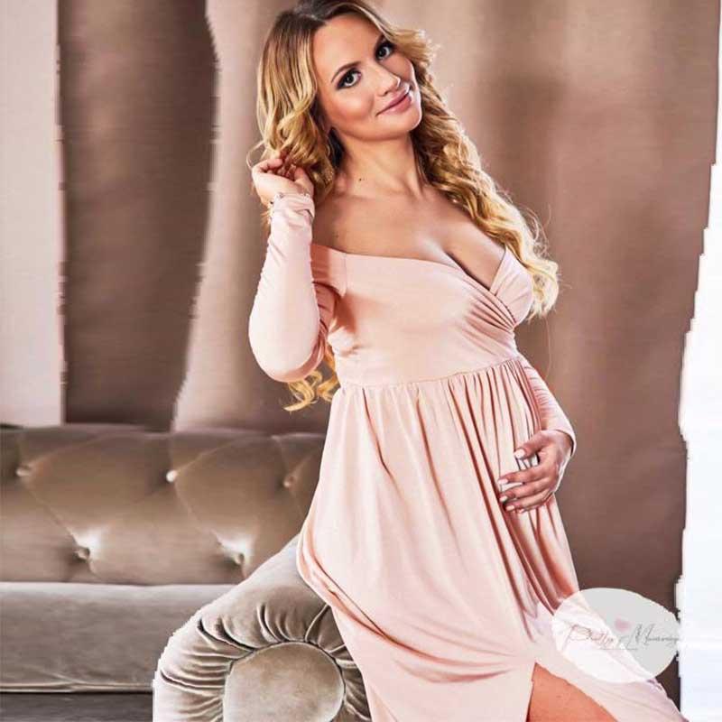 Maternity Dresses Women's Cotton Long-sleeved Pregnant Dress V-neck Front Split Tail Pography Pregnancy Evening, Green
Maternity Dresses Women's Cotton Long-sleeved Pregnant Dress V-neck Front Split Tail Pography Pregnancy Evening, Green