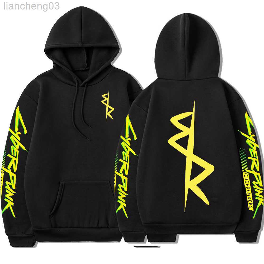 Men's Hoodies Sweatshirts Anime Cyberpunk Edgerunners Graphic Hoodie Men's Long Sleeve Sweatshirt Harajuku Streetwear Casual Vintage Tracksuit Oversized W0313