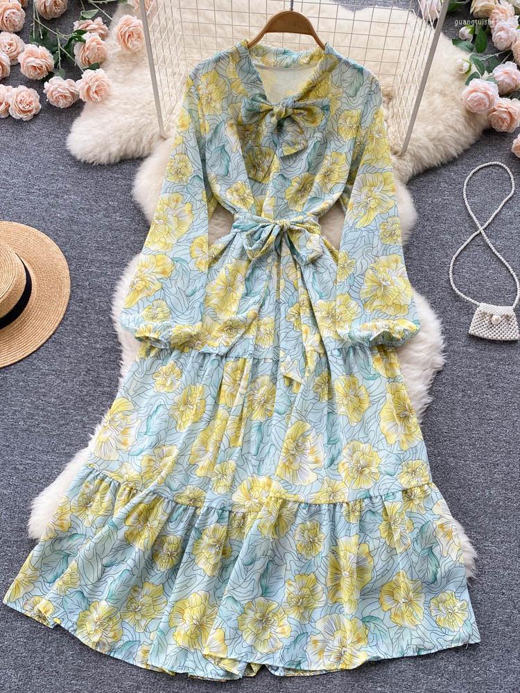 Casual Dresses Autumn Floral Chiffon Dress Women Long Sleeve Lace Up Bow High Waist French Robe Office Ladies Party Night, Red
Casual Dresses Autumn Floral Chiffon Dress Women Long Sleeve Lace Up Bow High Waist French Robe Office Ladies Party Night, Red
