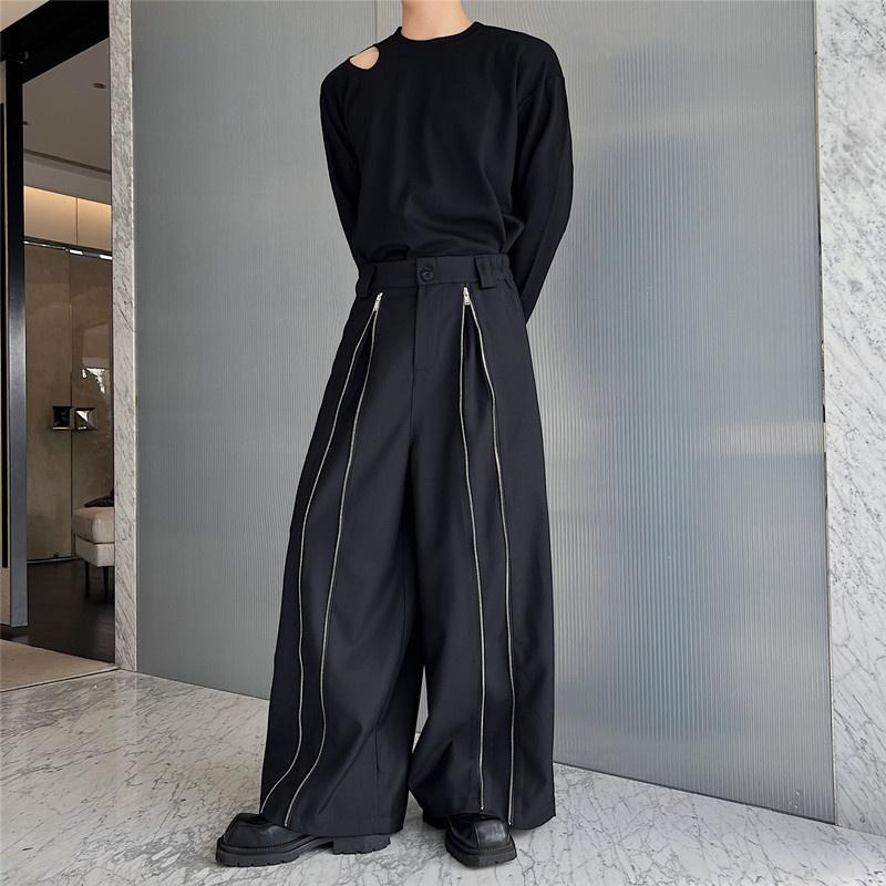 Men's Pants Spring Fashion Stage Trousers Men Zipper Decoration Wide Leg Black Grey Casual Retro Straight Floor Hairdresser
Men's Pants Spring Fashion Stage Trousers Men Zipper Decoration Wide Leg Black Grey Casual Retro Straight Floor Hairdresser
