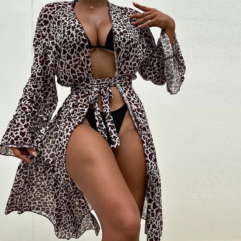 Women' Swimwear Sexy Leopard Printed With Belt Long Sleeve Tunic Beach Cover Up Cover-ups Dress Wear Beachwear Female Women
Women' Swimwear Sexy Leopard Printed With Belt Long Sleeve Tunic Beach Cover Up Cover-ups Dress Wear Beachwear Female Women