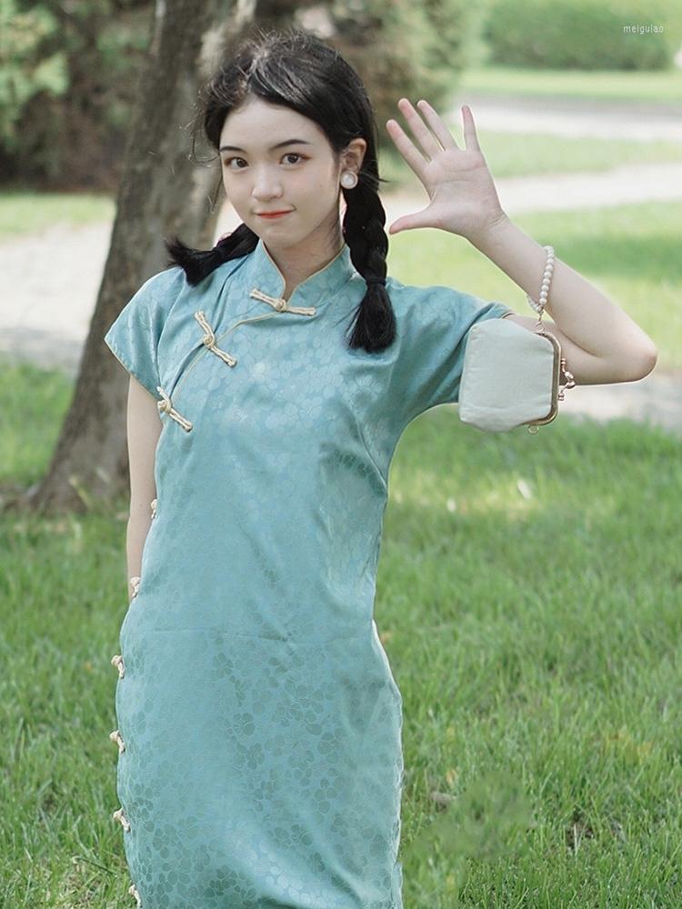 Ethnic Clothing Chinese Tradition Style Summer Fashion Improved Young Girl's Small Long Double Layer Dress Daily Cheongsam Modern
Ethnic Clothing Chinese Tradition Style Summer Fashion Improved Young Girl's Small Long Double Layer Dress Daily Cheongsam Modern