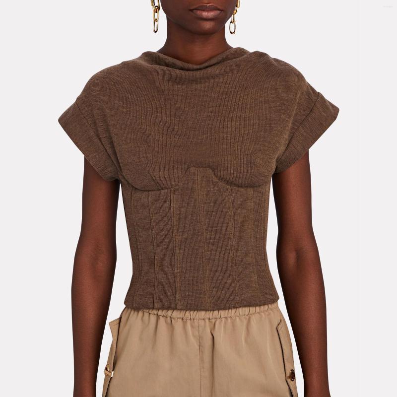 Women' T Shirts 2023 Summer Half High Collar Back Zipper Knitted Stitching Coffee Color Stretch Slim Wrap Short-sleeved T-shirt Female
Women' T Shirts 2023 Summer Half High Collar Back Zipper Knitted Stitching Coffee Color Stretch Slim Wrap Short-sleeved T-shirt Female